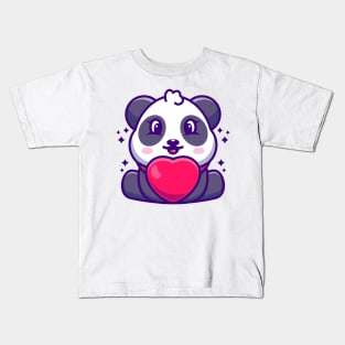 Cute baby panda cartoon with love Kids T-Shirt